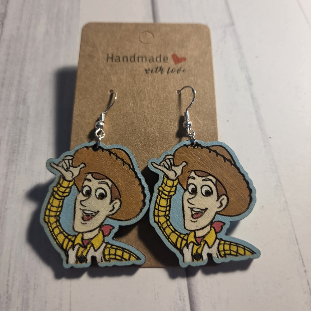 Handmade Toy Story Sheriff Woody Character Earrings